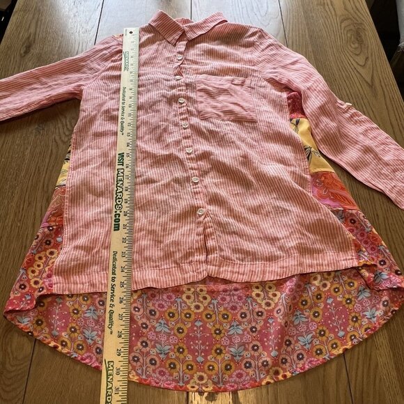 Soft Surroundings Women Eden Island Linen Shirt Size‎ Small Floral Loose Light - Picture 3 of 12